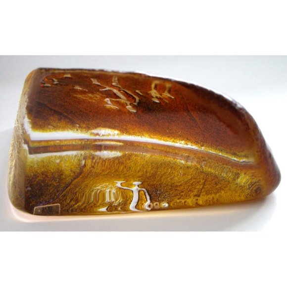 VTG Signed Mats Jonasson Maleras Crystal Cave Rock Carving Amber #3801 Orig. Tag - Picture 10 of 16